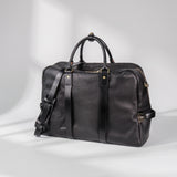 Vegetable Tanned Italian Full Grain Leather Travel Bag | Handcrafted Vintage Minimalist Business Duffel & Shoulder Bag