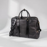Vegetable Tanned Italian Full Grain Leather Travel Bag | Handcrafted Vintage Minimalist Business Duffel & Shoulder Bag