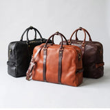 Vegetable Tanned Italian Full Grain Leather Travel Bag | Handcrafted Vintage Minimalist Business Duffel & Shoulder Bag