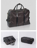 Vegetable Tanned Italian Full Grain Leather Travel Bag | Handcrafted Vintage Minimalist Business Duffel & Shoulder Bag