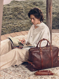 Vegetable Tanned Italian Full Grain Leather Travel Bag | Handcrafted Vintage Minimalist Business Duffel & Shoulder Bag