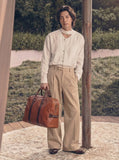 Vegetable Tanned Italian Full Grain Leather Travel Bag | Handcrafted Vintage Minimalist Business Duffel & Shoulder Bag