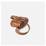 Versatile Calfskin Leather Squared Woven Bag with Interchangeable Gold Chain and Leather Straps, Minimalist Crossbody Bag, Waist Bag