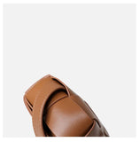 Versatile Calfskin Leather Squared Woven Bag with Interchangeable Gold Chain and Leather Straps, Minimalist Crossbody Bag, Waist Bag