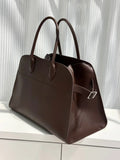 Versatile Genuine Leather Tote Bag - Women's Boston Shoulder Bag for Everyday Commute, Luxury Designer Bag