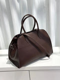 Versatile Genuine Leather Tote Bag - Women's Boston Shoulder Bag for Everyday Commute, Luxury Designer Bag