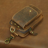 Vintage Crazy Horse Leather Waist Bag – Genuine Cowhide Belt Pouch, Multifunction 7-Inch Phone Holster Bag, Retro Crossbody Fanny Pack for Men