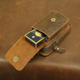 Vintage Crazy Horse Leather Waist Bag – Genuine Cowhide Belt Pouch, Multifunction 7-Inch Phone Holster Bag, Retro Crossbody Fanny Pack for Men