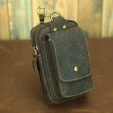 Vintage Crazy Horse Leather Waist Bag – Genuine Cowhide Belt Pouch, Multifunction 7-Inch Phone Holster Bag, Retro Crossbody Fanny Pack for Men