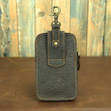 Vintage Crazy Horse Leather Waist Bag – Genuine Cowhide Belt Pouch, Multifunction 7-Inch Phone Holster Bag, Retro Crossbody Fanny Pack for Men