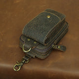 Vintage Crazy Horse Leather Waist Bag – Genuine Cowhide Belt Pouch, Multifunction 7-Inch Phone Holster Bag, Retro Crossbody Fanny Pack for Men