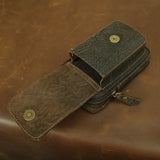 Vintage Crazy Horse Leather Waist Bag – Genuine Cowhide Belt Pouch, Multifunction 7-Inch Phone Holster Bag, Retro Crossbody Fanny Pack for Men