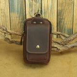 Vintage Crazy Horse Leather Waist Bag – Genuine Cowhide Belt Pouch, Multifunction 7-Inch Phone Holster Bag, Retro Crossbody Fanny Pack for Men