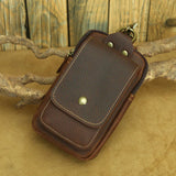 Vintage Crazy Horse Leather Waist Bag – Genuine Cowhide Belt Pouch, Multifunction 7-Inch Phone Holster Bag, Retro Crossbody Fanny Pack for Men