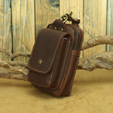 Vintage Crazy Horse Leather Waist Bag – Genuine Cowhide Belt Pouch, Multifunction 7-Inch Phone Holster Bag, Retro Crossbody Fanny Pack for Men