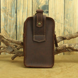 Vintage Crazy Horse Leather Waist Bag – Genuine Cowhide Belt Pouch, Multifunction 7-Inch Phone Holster Bag, Retro Crossbody Fanny Pack for Men