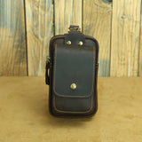 Vintage Crazy Horse Leather Waist Bag – Genuine Cowhide Belt Pouch, Multifunction 7-Inch Phone Holster Bag, Retro Crossbody Fanny Pack for Men