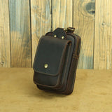 Vintage Crazy Horse Leather Waist Bag – Genuine Cowhide Belt Pouch, Multifunction 7-Inch Phone Holster Bag, Retro Crossbody Fanny Pack for Men