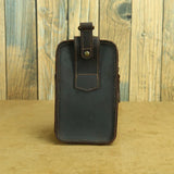 Vintage Crazy Horse Leather Waist Bag – Genuine Cowhide Belt Pouch, Multifunction 7-Inch Phone Holster Bag, Retro Crossbody Fanny Pack for Men