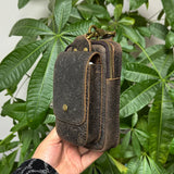 Vintage Crazy Horse Leather Waist Bag – Genuine Cowhide Belt Pouch, Multifunction 7-Inch Phone Holster Bag, Retro Crossbody Fanny Pack for Men