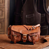 Vintage Distressed Leather Saddle Bag | Unisex Crossbody Shoulder Bag | Full Grain Cowhide Handbag