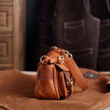 Vintage Distressed Leather Saddle Bag | Unisex Crossbody Shoulder Bag | Full Grain Cowhide Handbag