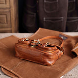 Vintage Distressed Leather Saddle Bag | Unisex Crossbody Shoulder Bag | Full Grain Cowhide Handbag