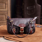 Vintage Distressed Leather Saddle Bag | Unisex Crossbody Shoulder Bag | Full Grain Cowhide Handbag