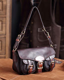 Vintage Distressed Leather Saddle Bag | Unisex Crossbody Shoulder Bag | Full Grain Cowhide Handbag