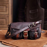 Vintage Distressed Leather Saddle Bag | Unisex Crossbody Shoulder Bag | Full Grain Cowhide Handbag