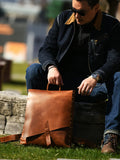 Vintage Full Grain Leather Backpack, Handmade Rustic Laptop Rucksack for Men or Women | 17" Laptop Travel Bag