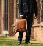 Vintage Full Grain Leather Backpack, Handmade Rustic Laptop Rucksack for Men or Women | 17" Laptop Travel Bag