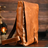 Vintage Full Grain Leather Backpack, Handmade Rustic Laptop Rucksack for Men or Women | 17" Laptop Travel Bag