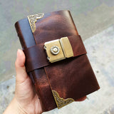 Vintage Leather Journal with Combination Lock | Handmade Full Grain Leather Diary Notebook