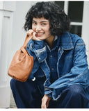 Vintage Leather Knot-Handle Bucket Bag | Handmade Soft Cowhide Mini Handbag