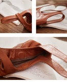 Vintage Leather Knot-Handle Bucket Bag | Handmade Soft Cowhide Mini Handbag