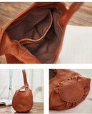 Vintage Leather Knot-Handle Bucket Bag | Handmade Soft Cowhide Mini Handbag