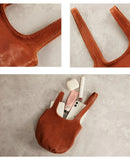 Vintage Leather Knot-Handle Bucket Bag | Handmade Soft Cowhide Mini Handbag