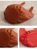 Vintage Leather Knot-Handle Bucket Bag | Handmade Soft Cowhide Mini Handbag