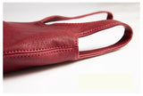 Vintage Leather Knot-Handle Bucket Bag | Handmade Soft Cowhide Mini Handbag