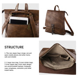 Vintage Vegan Leather Lightweight Backpack, Multi-Functional Commuter Laptop Bag for Women or Men, Large Convertible Shoulder & Handbag Style