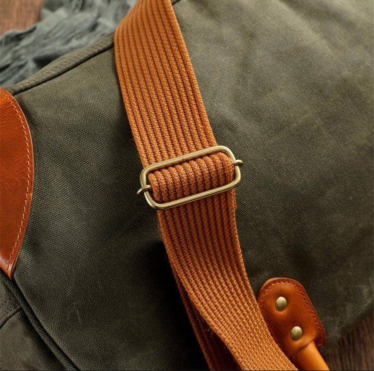 Waxed Canvas Leather Travel Duffle Bag | Men's Vintage Weekender & Overnight Bag