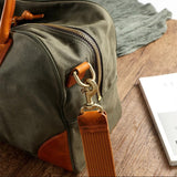 Waxed Canvas Leather Travel Duffle Bag | Men's Vintage Weekender & Overnight Bag
