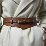 Wide Cowhide Leather Waist Belt | Handmade Women's Cinch Belt for Dresses, Coats & Sweaters