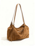 Women’s Soft Suede Leather Crossbody Bag, Large Bowling Bag, Slouchy Boho Tote for Everyday Use