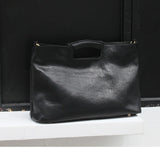 Women's Full Grain Leather Slouchy Tote Bag - Handmade Black Hobo Shoulder & Crossbody with Pouch