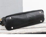Women's Full Grain Leather Slouchy Tote Bag - Handmade Black Hobo Shoulder & Crossbody with Pouch
