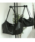 Women’s Soft Cowhide Leather Crossbody Bag, Large Bowling Bag, Slouchy Boho Tote for Everyday Use