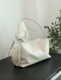 Women’s Soft Cowhide Leather Crossbody Bag, Large Bowling Bag, Slouchy Boho Tote for Everyday Use