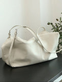 Women’s Soft Cowhide Leather Crossbody Bag, Large Bowling Bag, Slouchy Boho Tote for Everyday Use